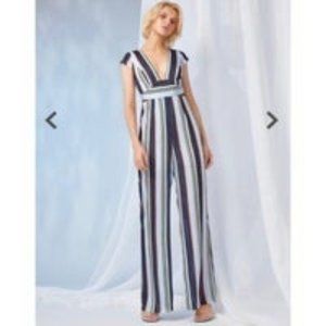Anthropologie foxiedox stripe color block jumpsuit